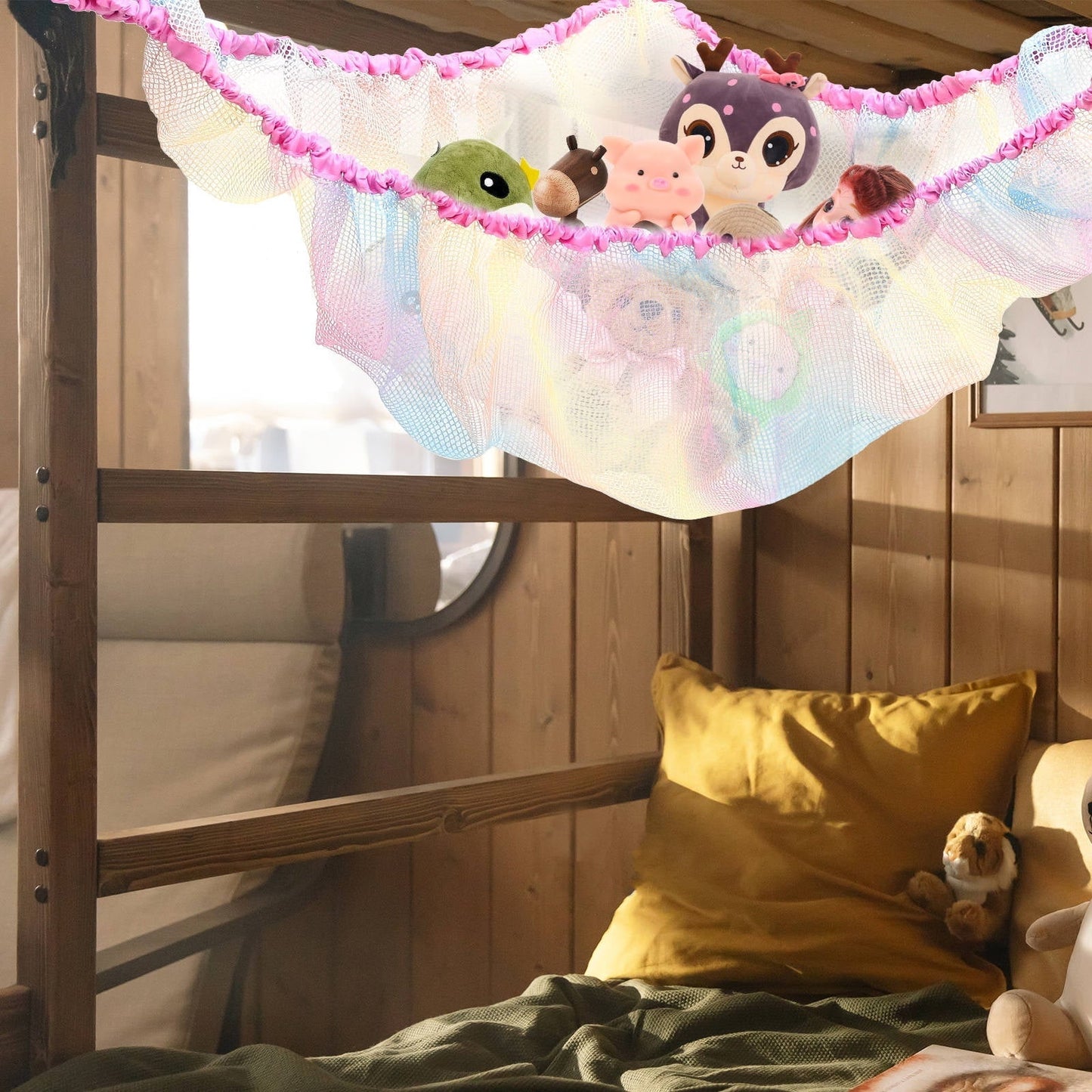 HONMEET Toy Hammock Storage Net Woven Mesh Hammock Multi-Colored Polyester 1Pack