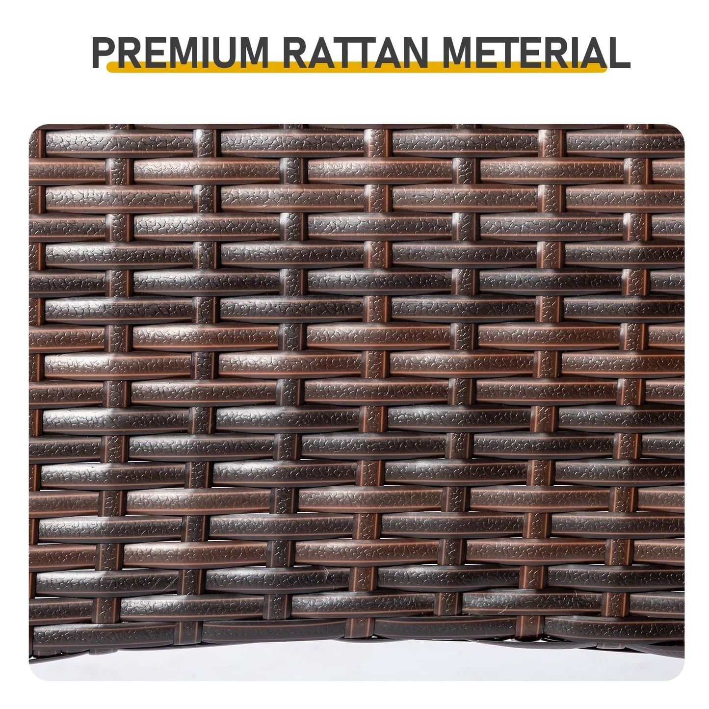 31.5" Patio Table for 4-Person, Outdoor Patio Wicker Round Dining Table, All-Weather Rattan Bistro Dining Table w/Glass Tabletop for Backyard Deck Porch Poolside, Brown