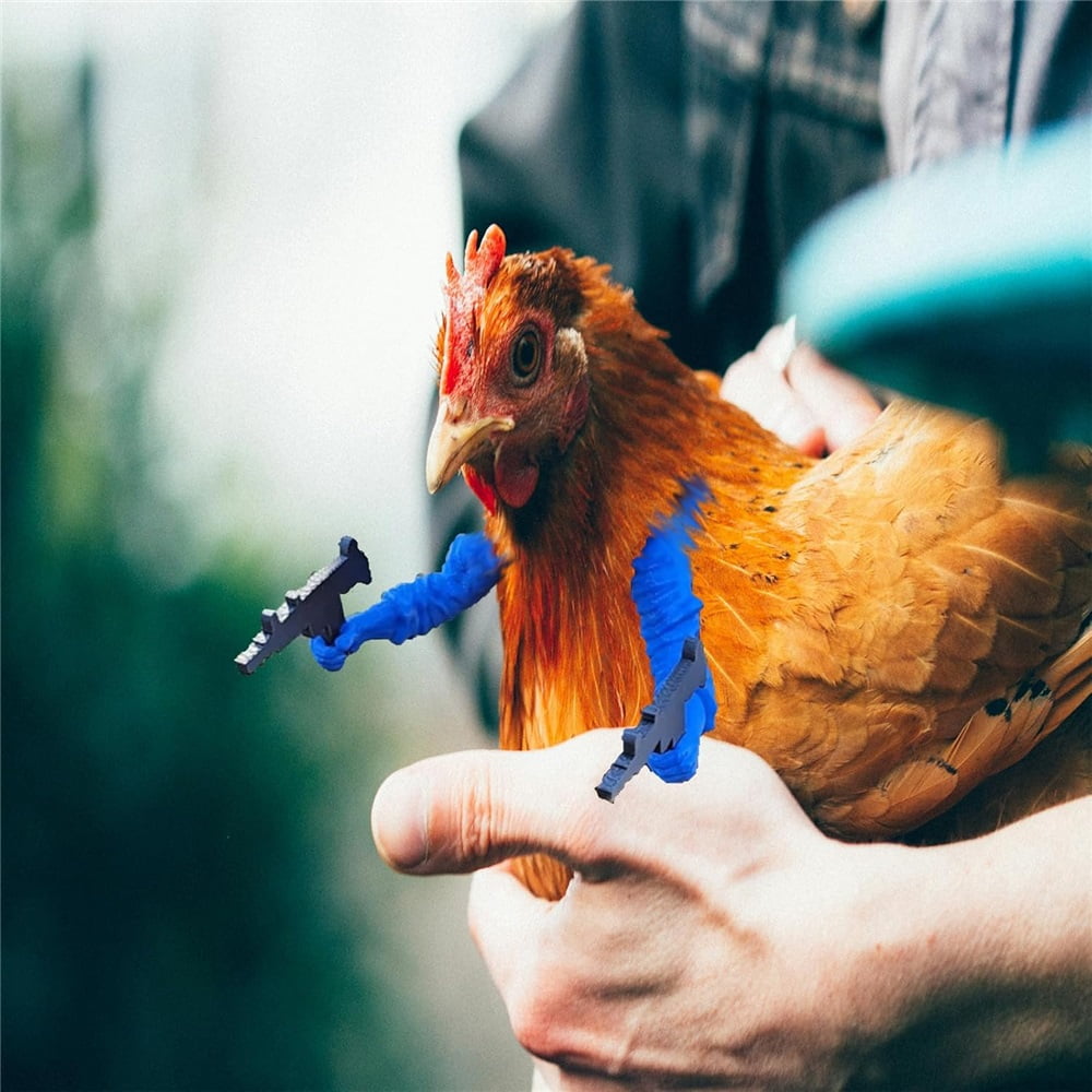 3D Printed Poultry Arm Accessories –Chicken arms to Put on Chickens, Roosters & Farm Pranks! Hilarious Coop Decor, Neck-Mounted Toy Gifts(Blue, 1)