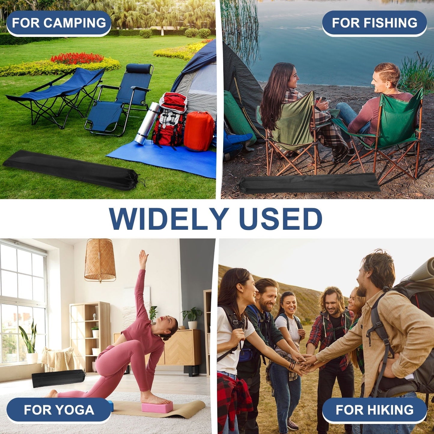 2 pcs Camp Chair Replacement Bag 24" x 8" Nylon Carrying Bag Outdoors Folding Chair Cover Tripod Case Bag  Black