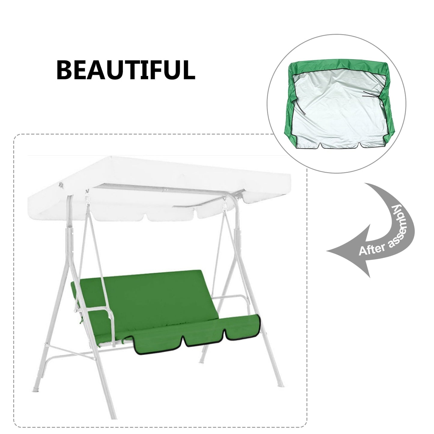 Homoyoyo Outdoor Dustproof Chair Cover Replacement Swing Seat 190T Polyester Green