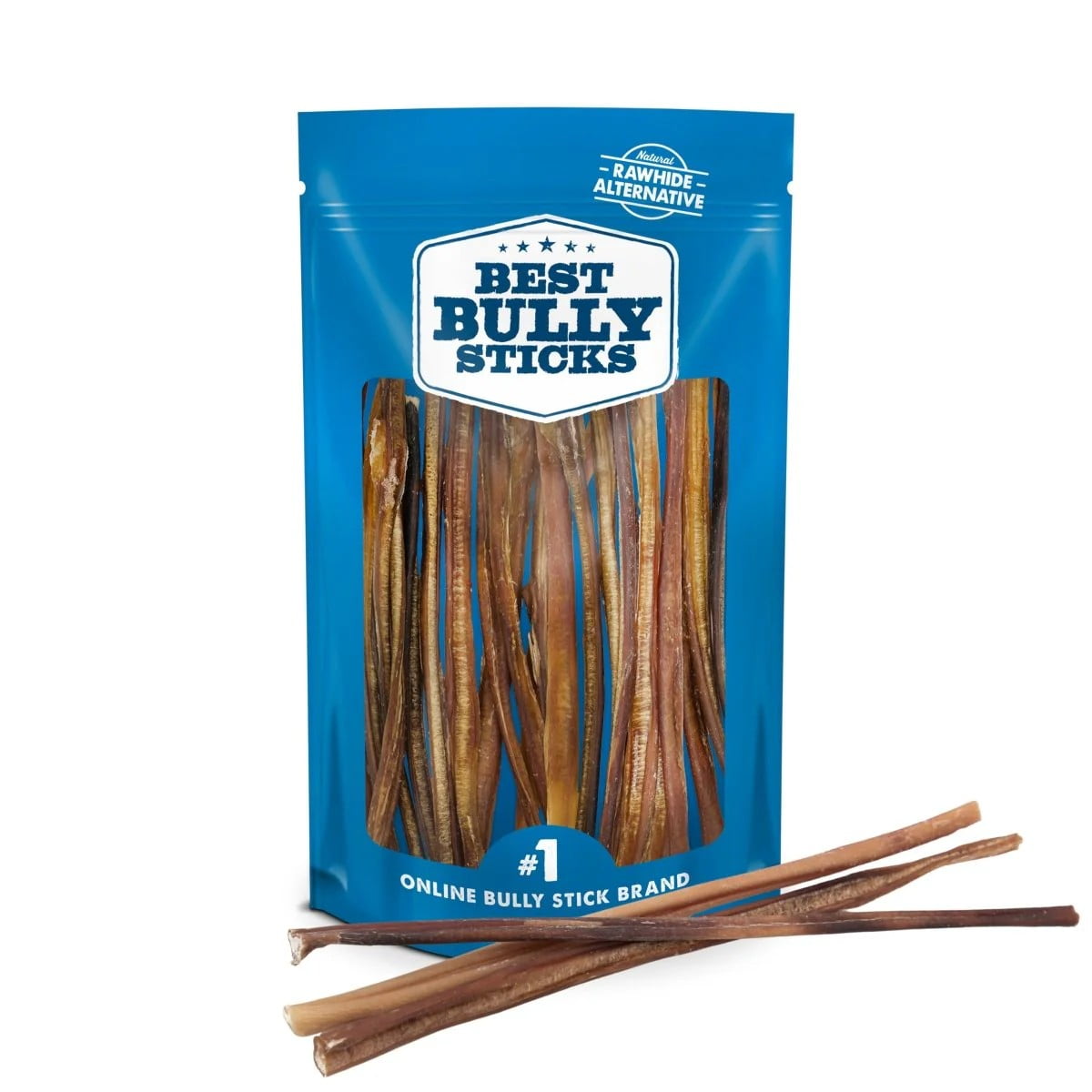Best Bully Stick 12 Inch Thin Bully Sticks for Dogs 16 Count Natural Grass-Fed Beef, No Rawhide, Grain and Odor Free Chew Treat - Small, Medium, Large Breeds, Puppies