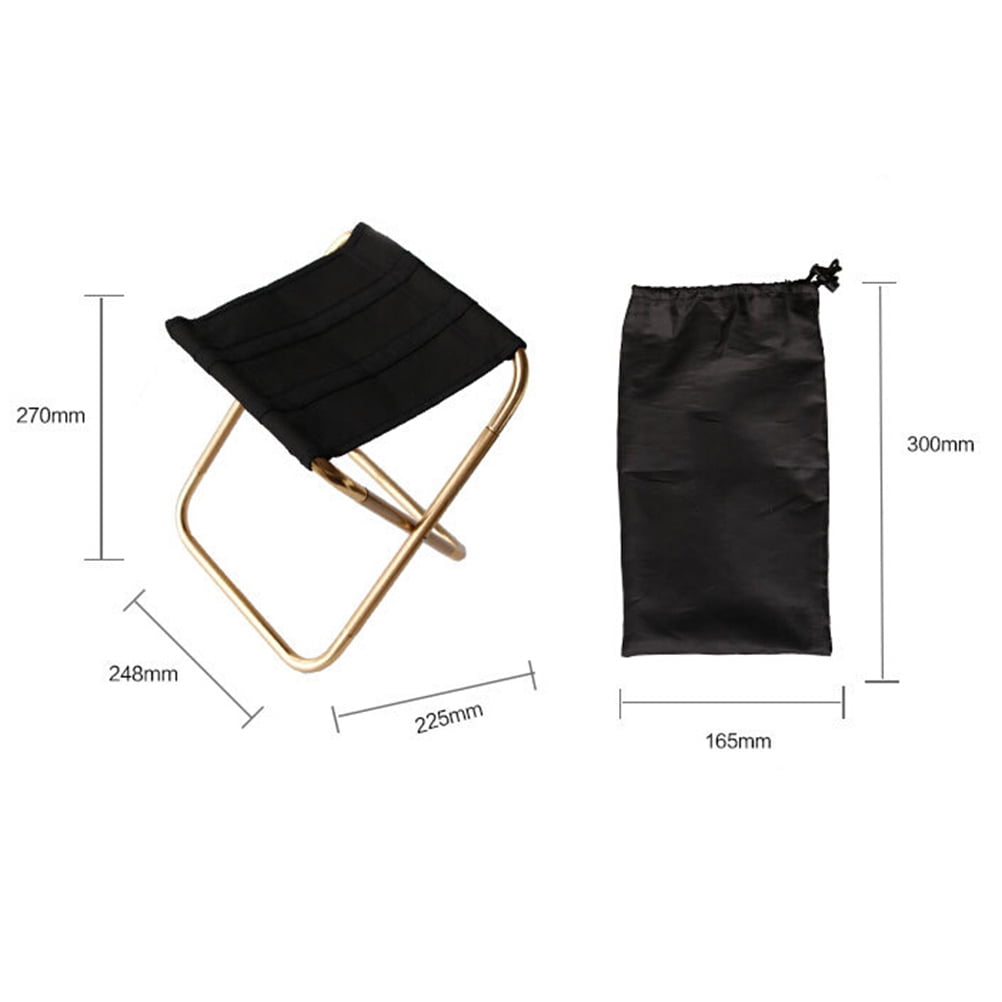 HOOWIFFY Folding Chair Portable Stool Golden Metal Oxford Cloth 1Set for Camping Traveling
