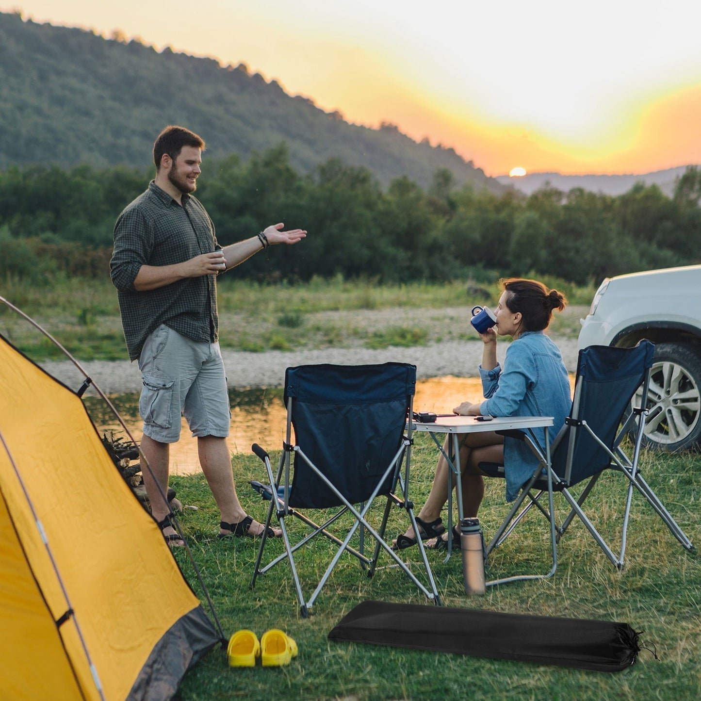 2 pcs Camp Chair Replacement Bag 24" x 8" Nylon Carrying Bag Outdoors Folding Chair Cover Tripod Case Bag  Black