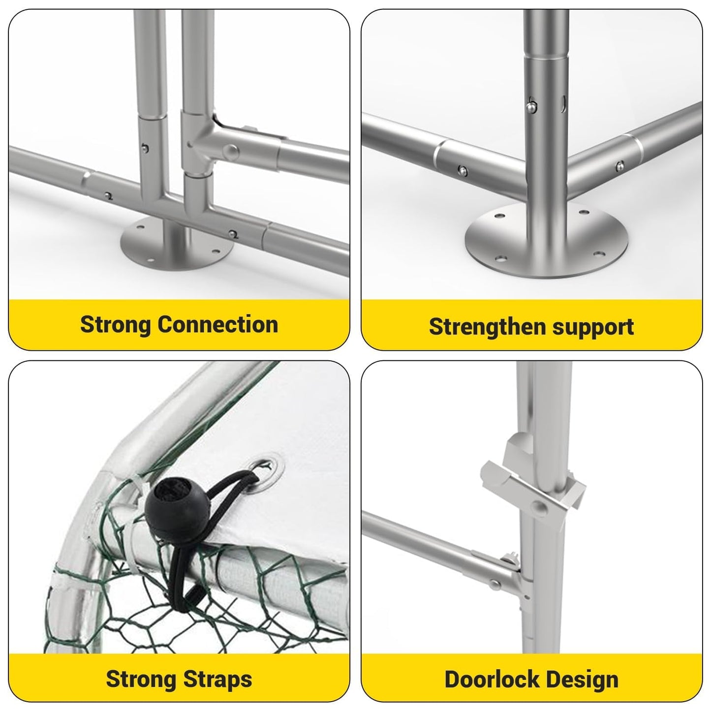 Danolapsi Large Metal Chicken Coop Run for Waterproof and Anti-UV Roof Cover,Outdoor Walk-in Cage Peak Hen House for Yard Farm