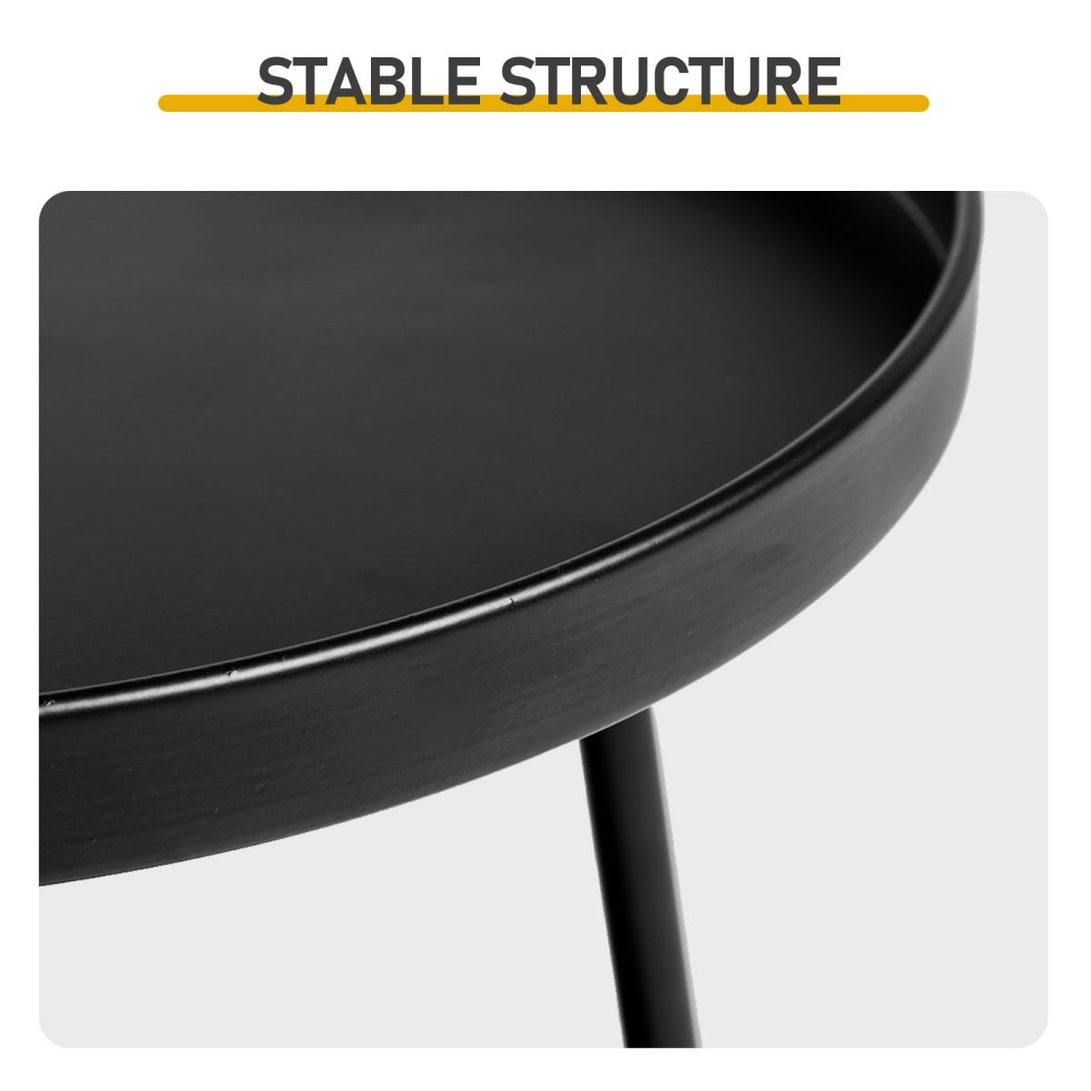 IVV 2 Tier Patio Side Table - Metal Round End Table Nightstand for Small Spaces, Indoor Outdoor and Living Room Bedroom or Office - Black