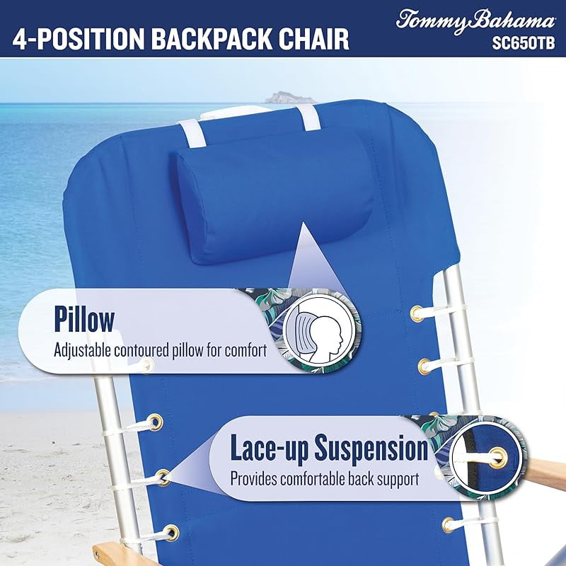 2-Pack Hi-Boy 17" Seat Height 4-Position Lace-Up Suspension Folding Backpack Beach Chair