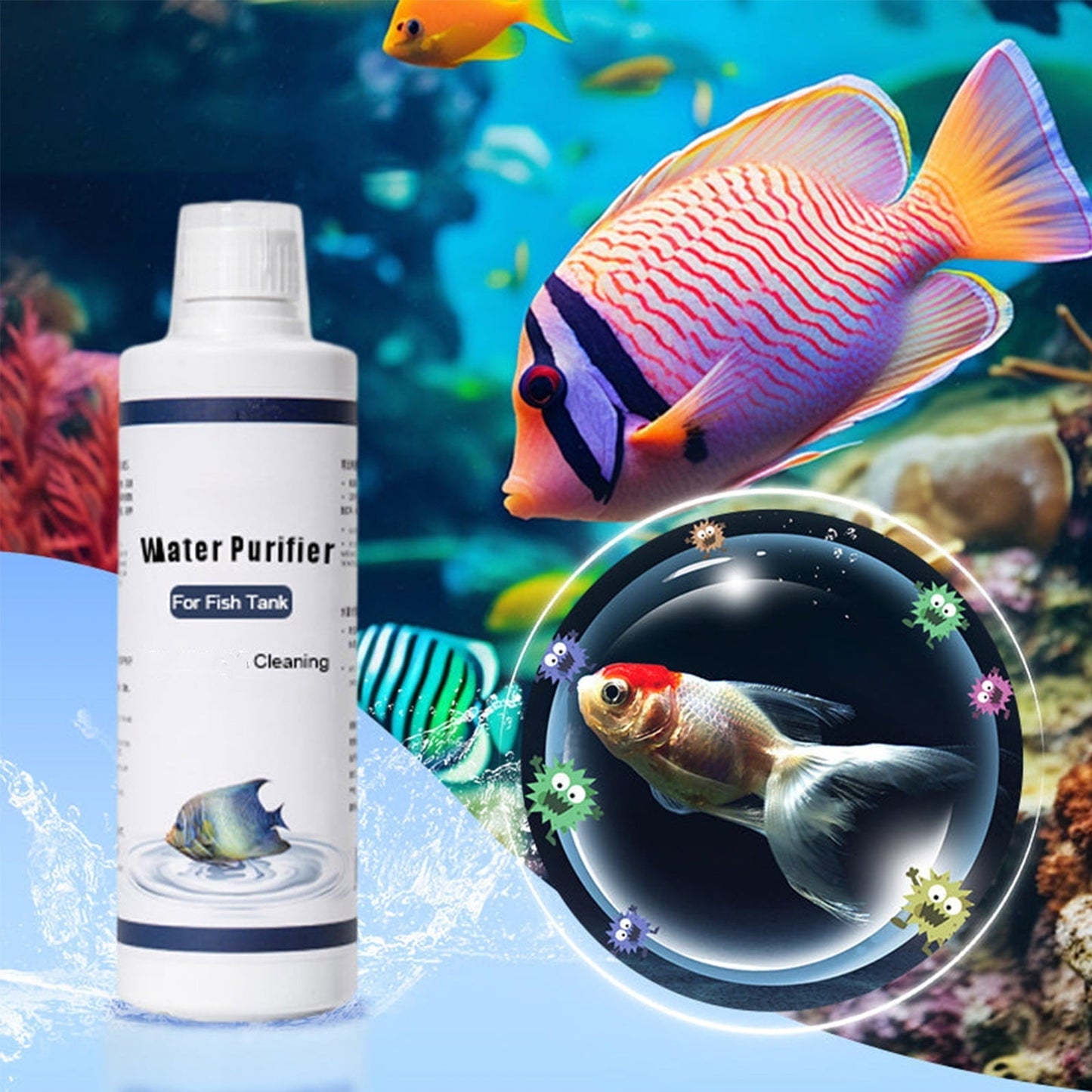 Hxlazmoo Natural Formula Fish Tank Water Purifier 150ml – Safe for Fish & Plants, Long-Lasting Water Clarifier with Measuring Cap, Balances pH & Reduces Weekly Maintenance
