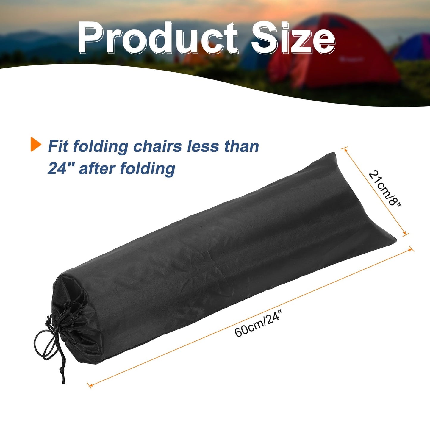 2 pcs Camp Chair Replacement Bag 24" x 8" Nylon Carrying Bag Outdoors Folding Chair Cover Tripod Case Bag  Black