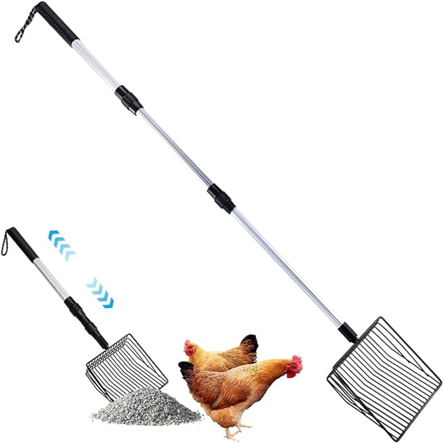 3 in 1 Stretchable Chicken Poop Scooper Chicken Coop Accessories Sifting Shovel for Chicken Coop Chicken Litter Scoop Supplies Separating Poo and Debris from Sand