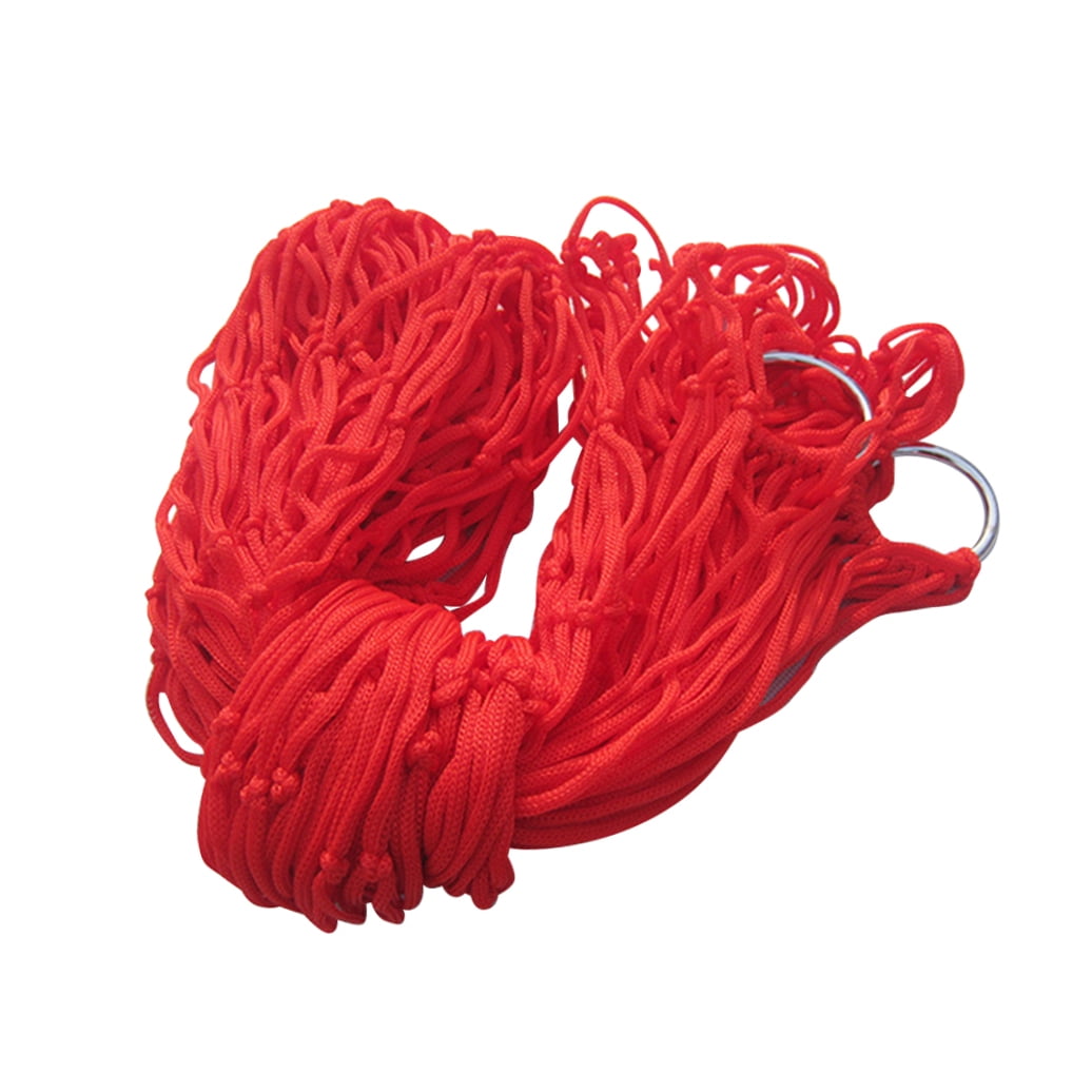 IBASETOY Camping Nylon Hammocks Swing Hammock Red Thickened Mesh 1Set