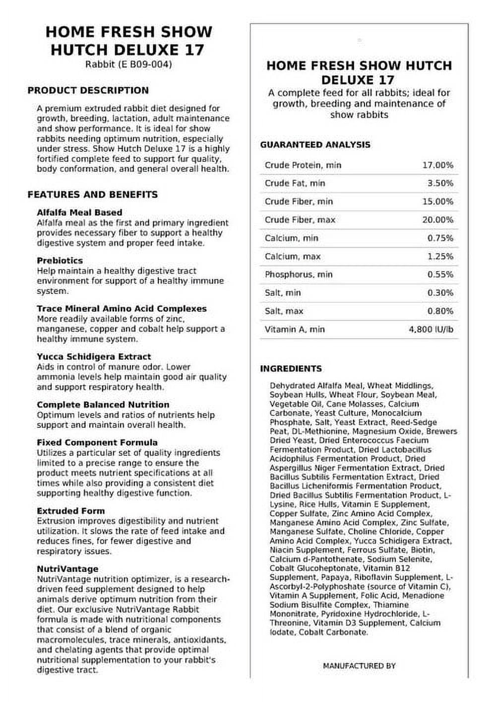 Blue Seal Show Hutch Deluxe Rabbit Food 20 Pounds