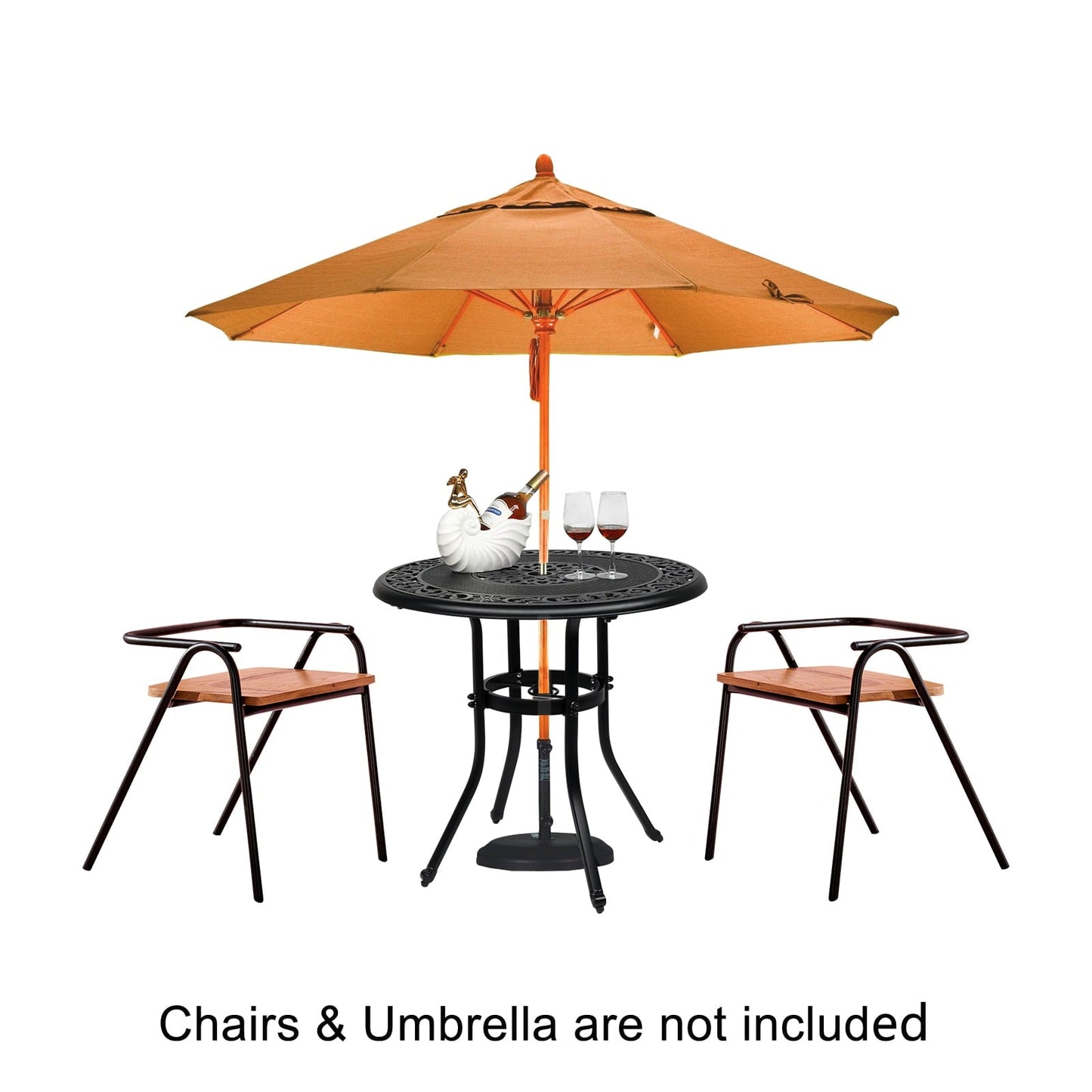 HiiKaa 32 in Cast Aluminum Patio Outdoor Bistro Round Dining Table with Frosted Surface,Bronze