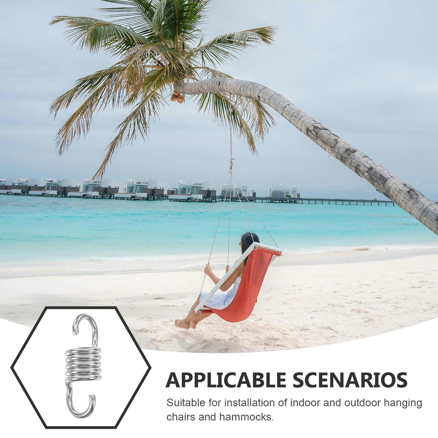 Hemobllo 2Pcs Porch Swing Hanging Kit Swing Spring Silver Heavy Duty For Indoor Relaxation