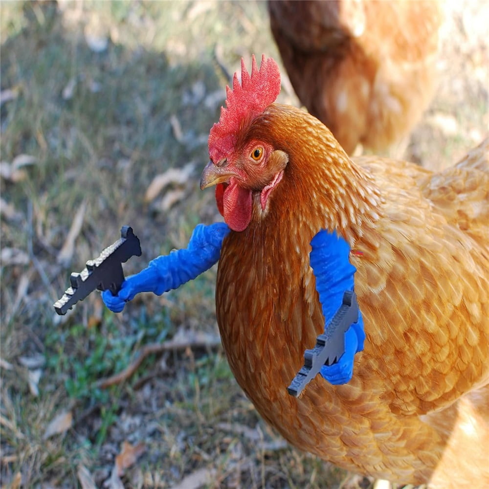 3D Printed Poultry Arm Accessories –Chicken arms to Put on Chickens, Roosters & Farm Pranks! Hilarious Coop Decor, Neck-Mounted Toy Gifts(Blue, 1)