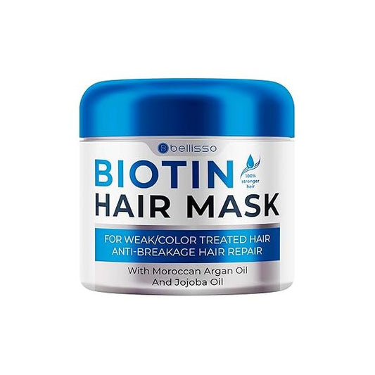Biotin Hair Mask - Volume Boost and Deep Conditioner for Dry, Damaged Hydrating Repair Treatment Women Men Moisture Conditioning Curly Split Ends Sulfate Paraben Free