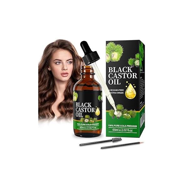 Black Castor Oil, 100% Pure Cold Pressed Oil Organic, Hair for Growth