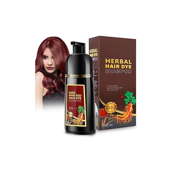 Black Hair Dye Shampoo 3 in 1 for Gray Hair, Herbal Women Men, Grey Coverage 500ml (Black)