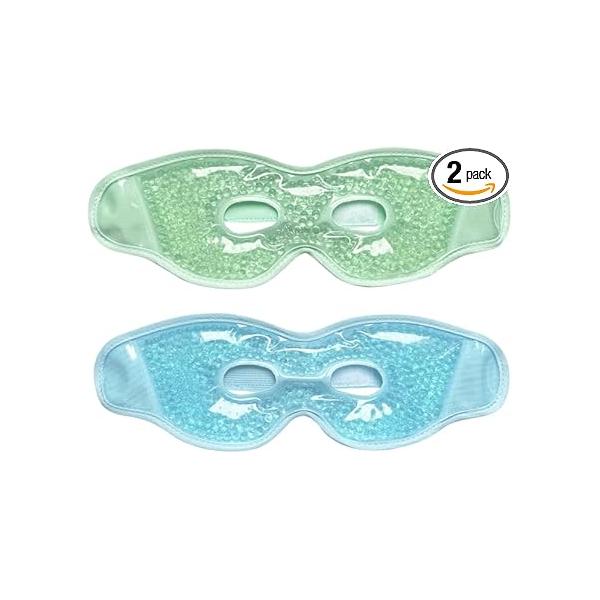 2PCS Cooling Eye Mask for Puffy Eyes, Gel Mask, Reusable Hot Cold Therapy Puffiness, Ice Pack Eyes Surgery, and Compress (01-Green & Blue)