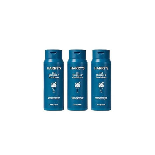 Harry's Men's Shampoo and Conditioner 2 in 1, Gentle & Refreshing For All Hair Types, 14 Fl Oz, 3 Count