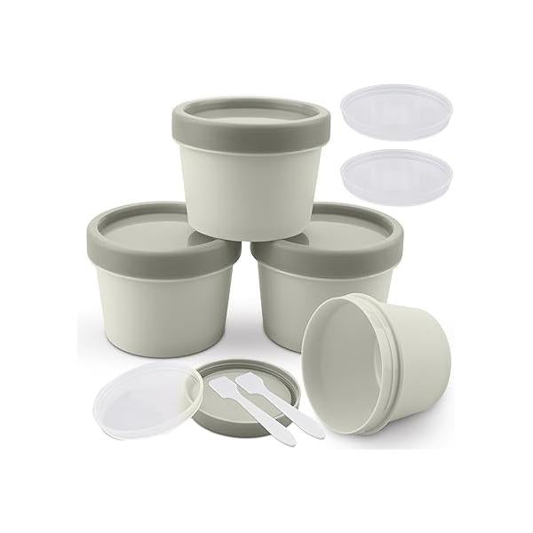 Cosywell Plastic Cream Jars 3.4oz/100ml Empty Cosmetic Pot 4 Pieces Refillable Travel Containers for Toiletries TSA Approved Leak-proof Size Accessories with Lids（Pink）