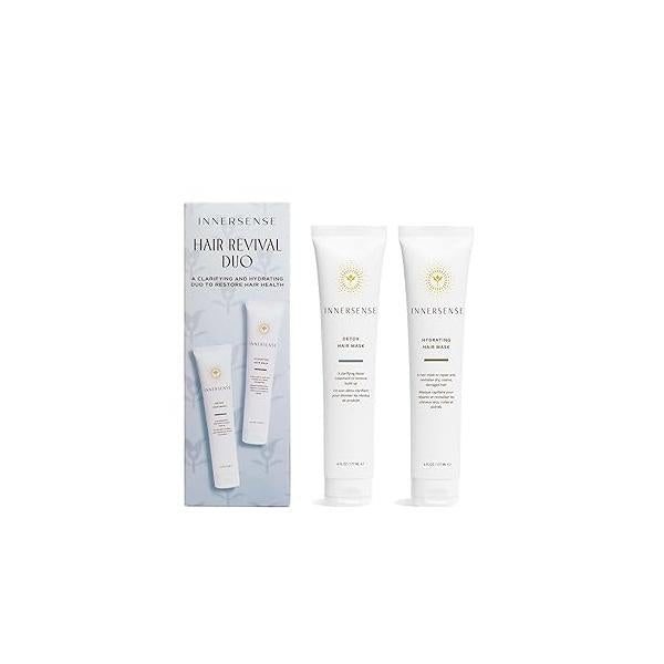 INNERSENSE Organic Beauty - Hair Revival Duo Holiday Set | Detox Mask, Hydrate Mask Non-Toxic, Cruelty-Free, Clean Haircare (2 piece set)