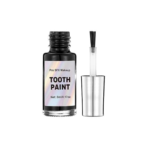 CCbeauty Black Tooth Paint, Temporary Out Liquid Coloring Makeup, Quick Dry, Safe & Non-Toxic, Rotten Teeth, Missing Teeth SFX for Halloween Clown, Zombie, Pirate Costume