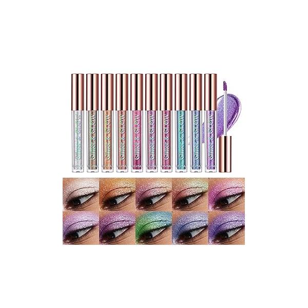 BestLand Liquid Glitter Eyeshadow Set, Multichrome Shimmer Eye Looks Waterproof Long Lasting Quick-Drying Sparkling Shadow Highlighter Christmas Makeup Kits (Magic Color)