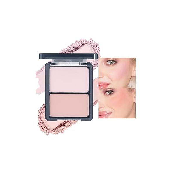 3 IN 1 Brown Nude Face Highlight Bronzer Powder Palette for Cheeks Contour Brightening, Buildable Matte Coverage Natural Makeup,Ultra Sculpt Nose Shadow Eyeshadow Primer 03#