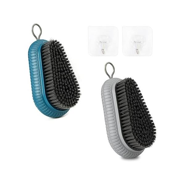 2Pcs Heavy Duty Fingernail Scrub Brush, Nail Brush for Cleaning Fingernails with 2 Hooks, Mechanic Men & Women Durable Stiff Bristles