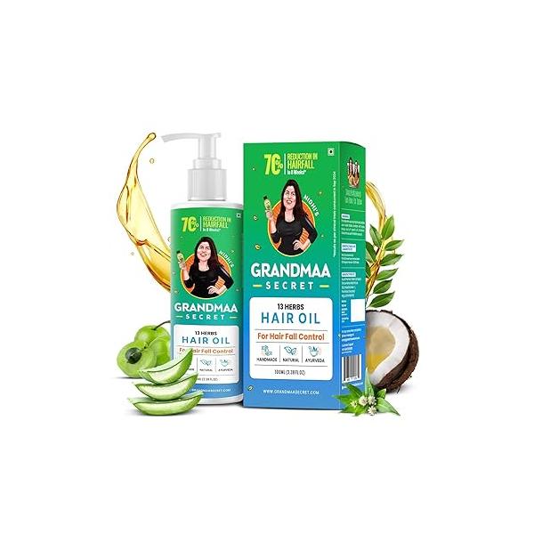 13 Herbs Hair Oil Handmade Natural With Coconut Oil, Curry Leaves & More Fall Control For Dry Damaged Hair, 100ml