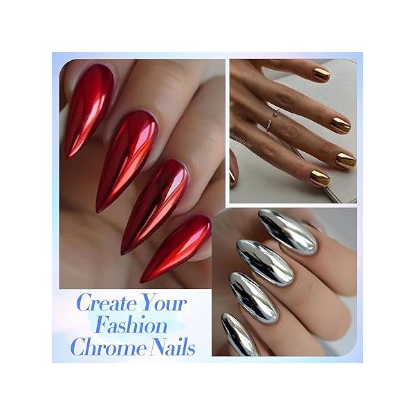 BORN PRETTY Chrome Nail Powder,White Pearl Metallic Mirror Holographic Powder for Nails,Pearl Glitter Pigment Dust Kit Art Decoration Sets