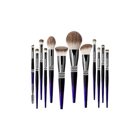Bueart Design 16pcs Ultra Soft labeled Makeup Brushes Set kits Dense Hair -Make up brush set with foundation blush contour concealer powder Blush Blending (Violet)
