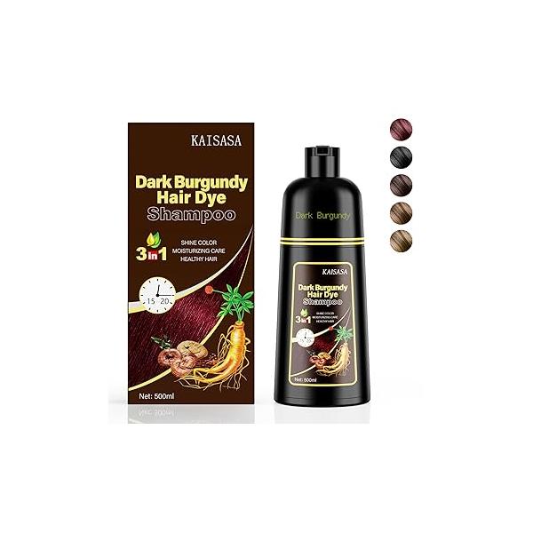 Black Hair Dye Shampoo 3 in 1, Color for Women and Men, Natural to Cover Gray Hairs, Herbal Ingredient Shampoos Grey Hairs Coverage 500ml (Black)