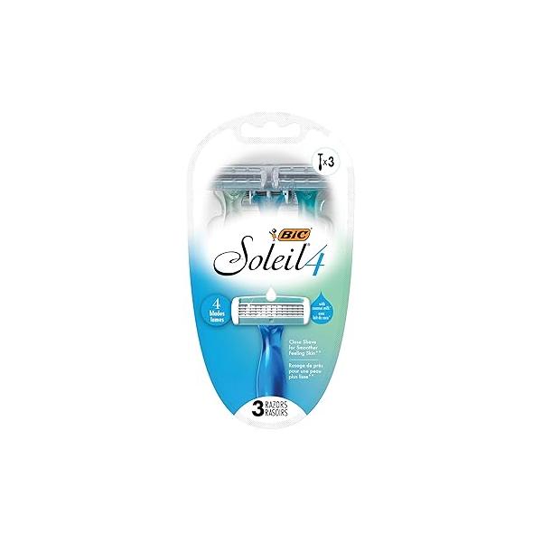 BIC Soleil Comfort 4-Blade Disposable Razors for Women Sensitive Skin Razor a Smooth and Close Shave, 3 Piece Set