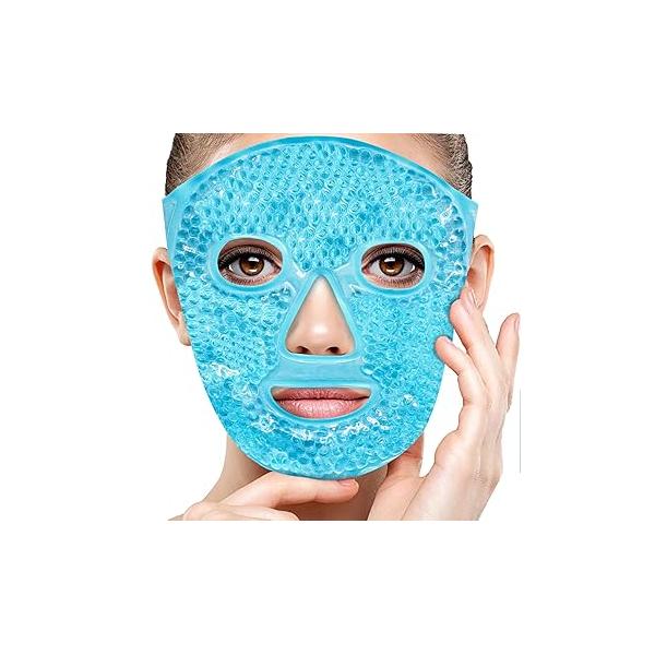 Ice Face Mask Reusable Cold Gel for Puffiness/Dark Circles/Eye Bags/Dry Eyes/Headaches/Migraines/Stress Relief, Pack (Blue)