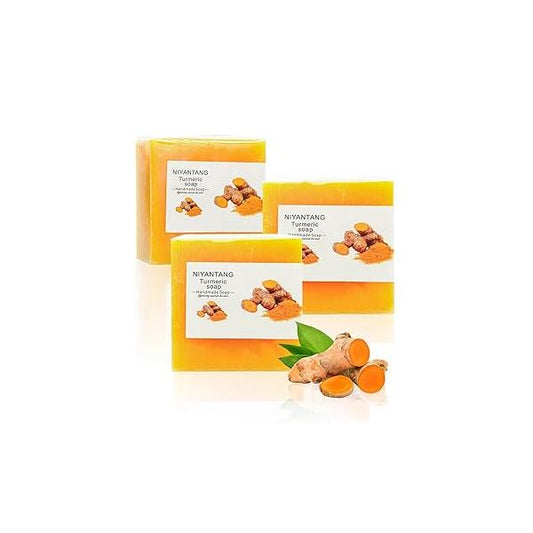 3 PCS Turmeric Soap Bar, Natural Bar for Face & Body, Handmade Tumeric with Coconut Oil, Cleanse Skin, Moisturizing Soothing Gentle Cleanser All Skin Types