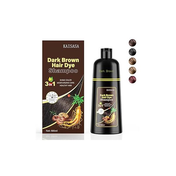 Black Hair Dye Shampoo 3 in 1, Color for Women and Men, Natural to Cover Gray Hairs, Herbal Ingredient Shampoos Grey Hairs Coverage 500ml (Black)