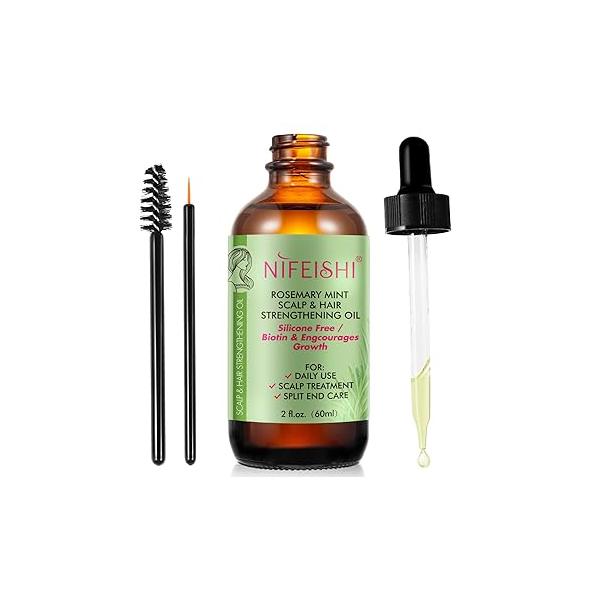 Bieyoc Rosemary Oil, 100% Pure Natural for Hair Growth, Treatment For Damaged & Dry Skin hair, Cold Pressed Oil Eyebrows, Eyelashes, Nails and Skin(60ml)