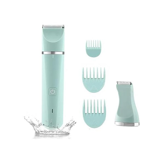 Bikini Trimmer for Women, Electric Razors IPX7 Waterproof&Easy Cleaning, Ceramic Blade,Rechargeable Pubic Hair Womens,Green
