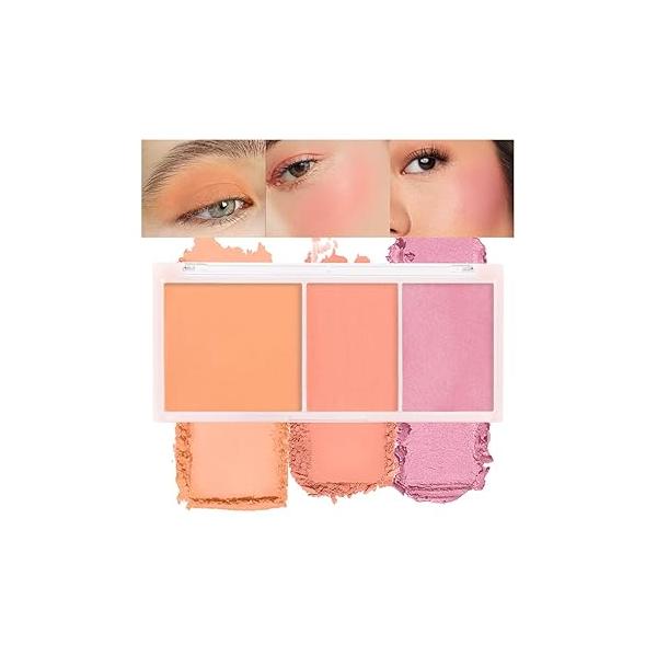 3 IN 1 Brown Nude Face Highlight Bronzer Powder Palette for Cheeks Contour Brightening, Buildable Matte Coverage Natural Makeup,Ultra Sculpt Nose Shadow Eyeshadow Primer 03#