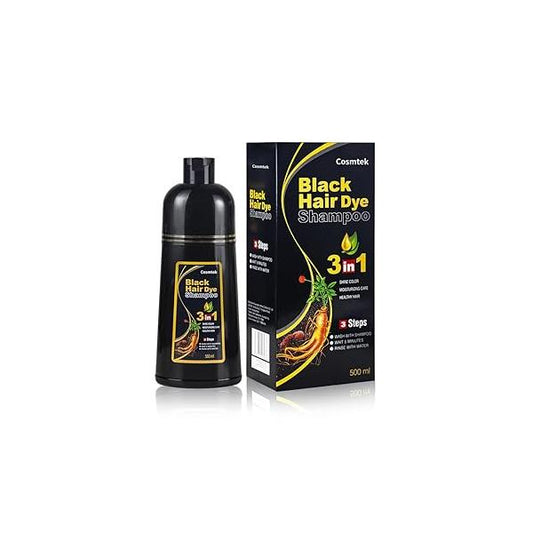 Black Hair Dye Shampoo for Gray Hair, Semi-Permanent Color Women and Men, Herbal No Ammonia, 3 in 1-100% Grey Coverage(16.9 Fl oz)