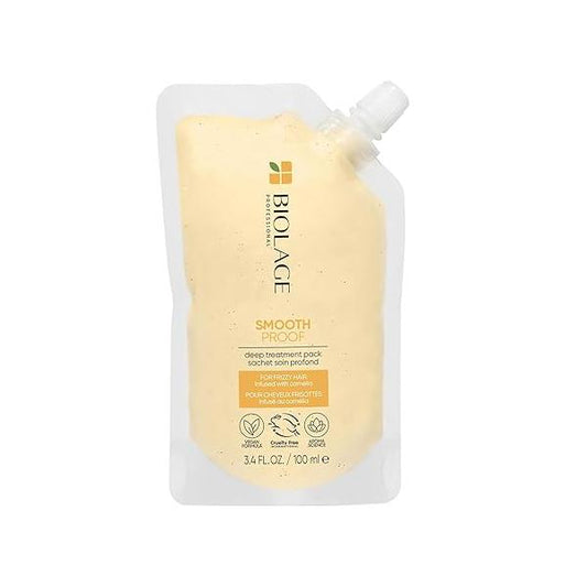 BIOLAGE SmoothProof Deep Treatment Pack - Multi-Use Hair Mask Controls Frizz, With Camellia & Castor Oil, 3.4 Fl Oz