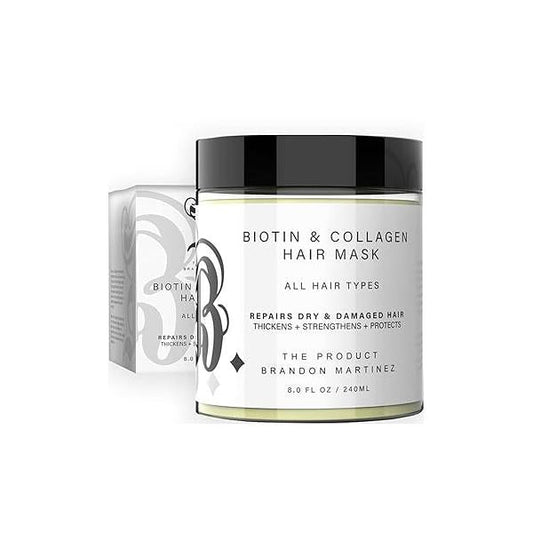 Biotin and Hydrolyzed Collagen Hair Mask for Dry & Damaged with Aloe Vera, Avocado Oil, Vitamin E Oil B. The Product (8oz)