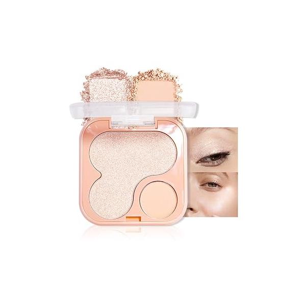 3 IN 1 Brown Nude Face Highlight Bronzer Powder Palette for Cheeks Contour Brightening, Buildable Matte Coverage Natural Makeup,Ultra Sculpt Nose Shadow Eyeshadow Primer 03#