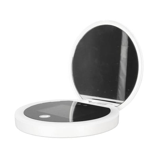 2X Magnification Makeup Mirror with LED Light for Sunscreen Test Light, Portable Cosmetic Travel, Ideal Compact & Travel Mirrors