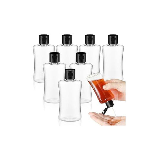 Domensi 8 Pcs 3.4 oz Travel Bottles with Flip Cap Clear Plastic Size Containers Portable Leak Proof Squeeze Bottle Refillable Empty Cosmetic for Liquid Shampoo Lotion