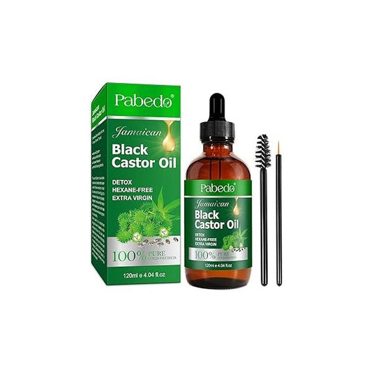 Black Castor Oil for Hair Growth (4.04 fl oz), Jamaican Eyelashes and Eyebrows, Nourishes Hydrates Hair, Skin & Nails,Avoid Loss, Thinning Men Women