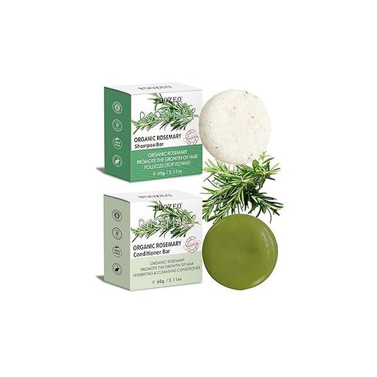 2 Pack Rosemary Shampoo Conditoner Bar Set,Thinning Hair-Volume & Conditioner for Men and Women,Hair Thickening Regrowth Treatment,Hair Growth Soap Anti-Hair Loss