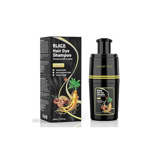 Black Hair Dye Shampoo, 3 in 1 hair dye for women, Champu para canas - Herbal Ingredients Natural Plant Grey Minutes 12.3 FL OZ(black)